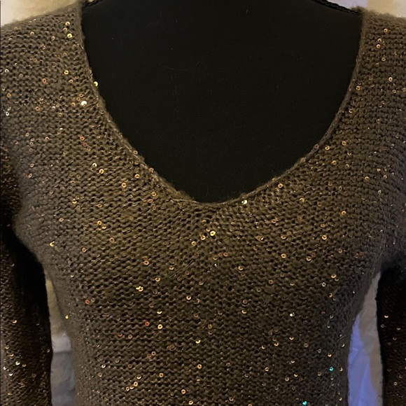 Studio M Dresses & Skirts - Studio M Elegant Olive and Gold Sequin Sweater Dress